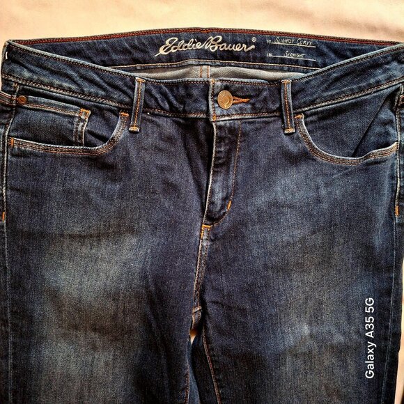 Eddie Bauer Womens Slightly Curvy Straight Leg Blue Jeans Size 12 - Picture 2 of 9